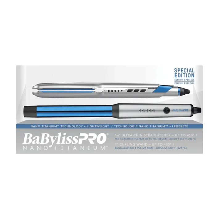 Plancha BabylissPro Alisadora Nano Titanium 1 1/2" y Rizador de 1"